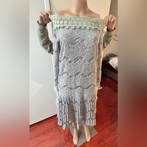 Elegant Gray Lace Dress